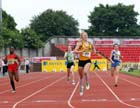 Jessie Knight (Surrey) wins the Senior Girls 400 metres.
